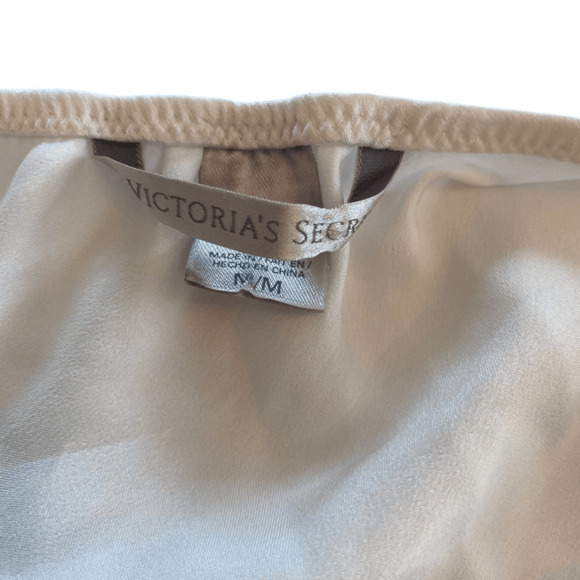 Victoria's Secret Satin with Lace Lingerie Slip Top White Black Medium - Picture 2 of 6